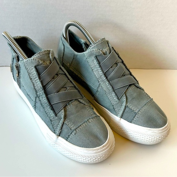 Blowfish Shoes - Blowfish Malibu Mamba Wedge Platform Canvas Sneaker Side Zip - Gray - Sz 7.5